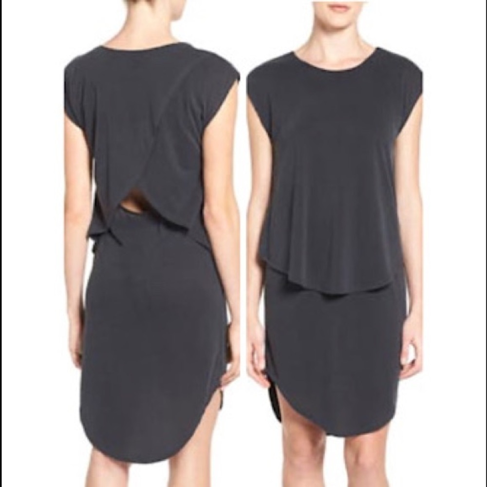 Trouve Crossover Back Cap Sleeve Dress Sz M